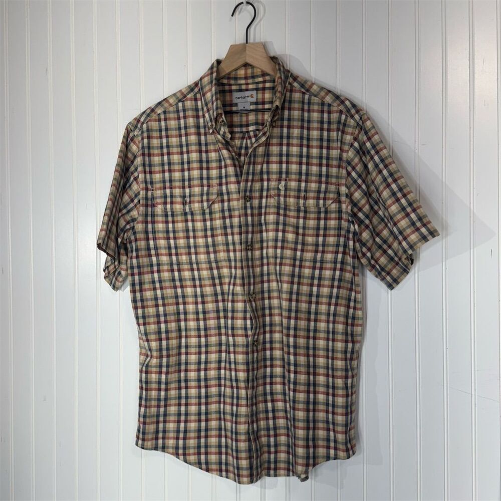 Carhartt Plaid Cotton Button Shirt Mens M Workwear‎ Western Americana Rugged